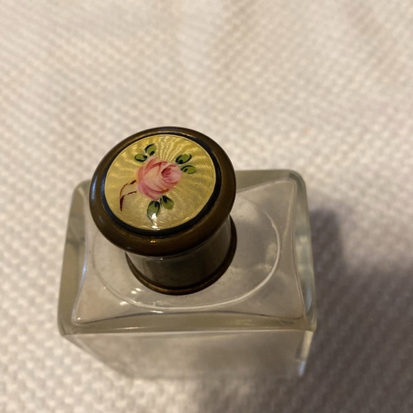 1900-1920 Art Deco Perfume Bottle glass w/Guilloche top France - Picture 2 of 10